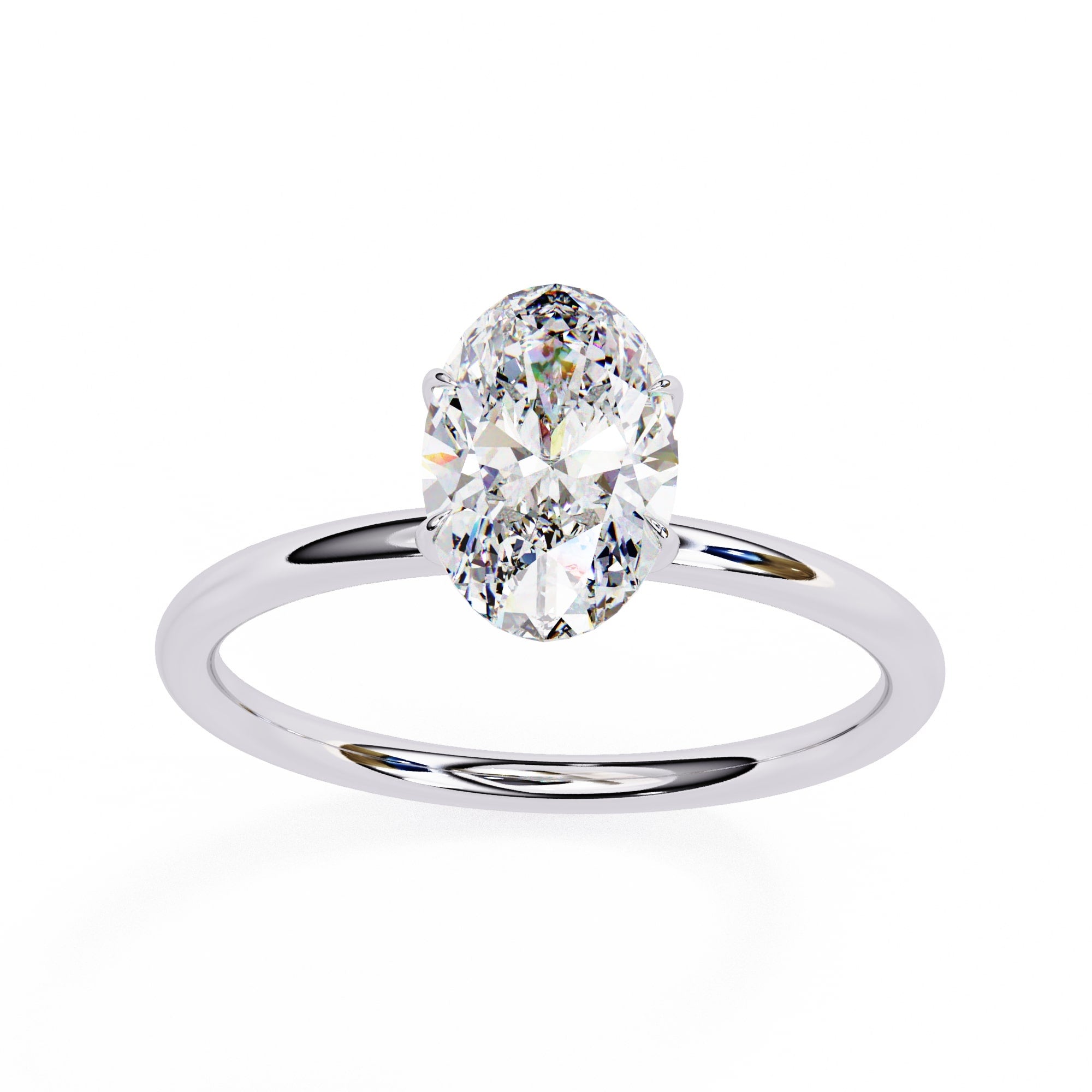 Oval Cut Solitaire Lab Diamond Engagement Ring