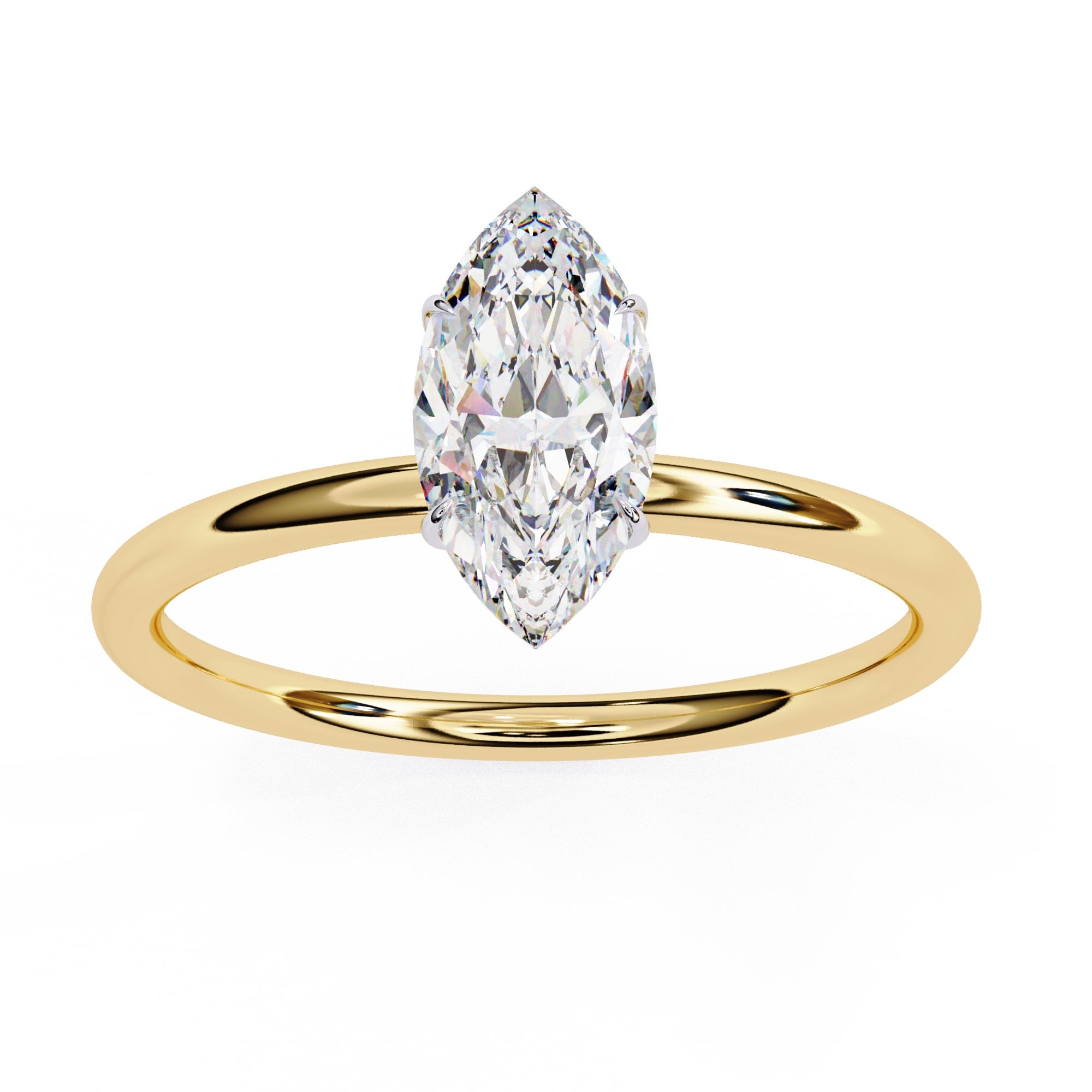 Marquise Cut Lab Diamond Solitaire Engagement Ring