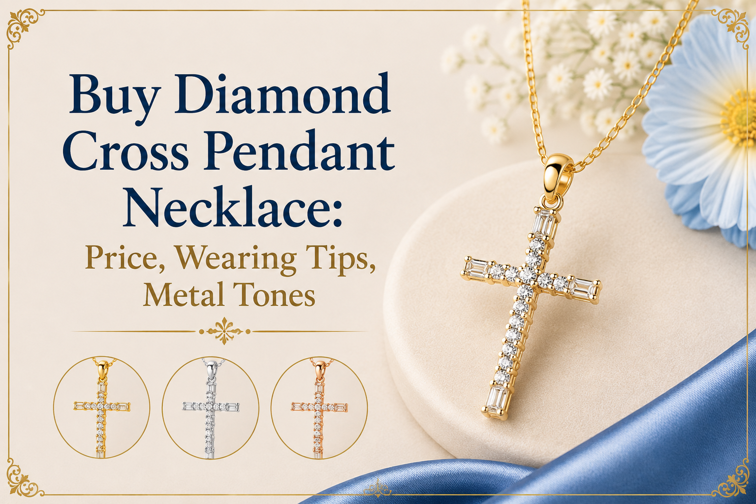 Buy a diamond cross pendant necklace made with a gold chain.