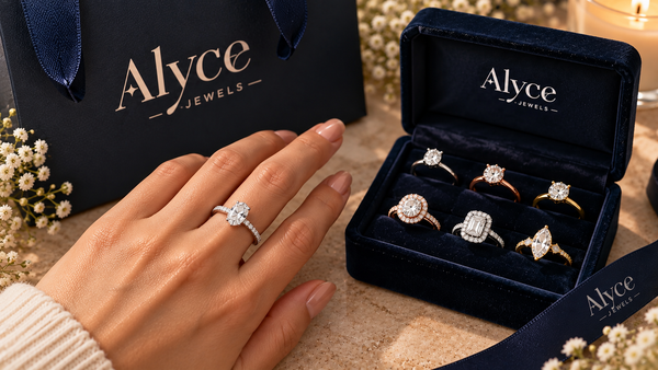 A woman wore an oval engagement ring in lab-grown diamonds, along with other popular styles.