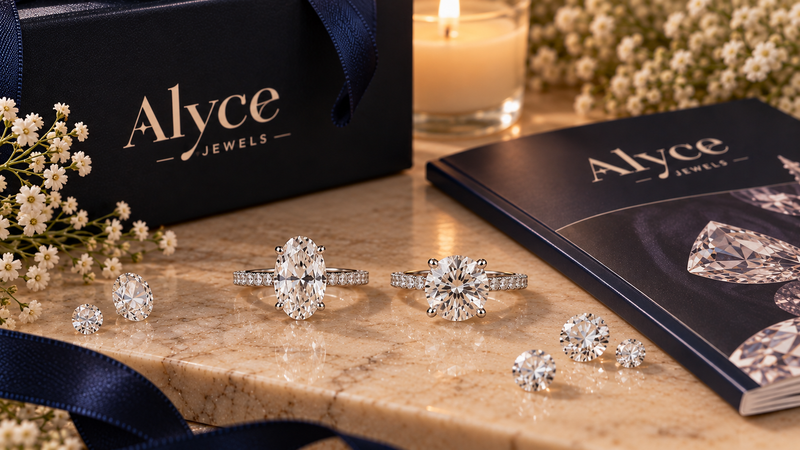 Oval and round lab-grown diamond ring, presenting what causes the price change.