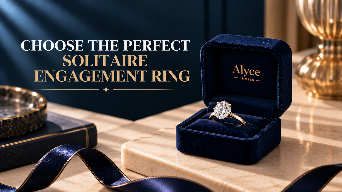 Purchase the solitaire engagement ring for a woman from Alyce Jewels.