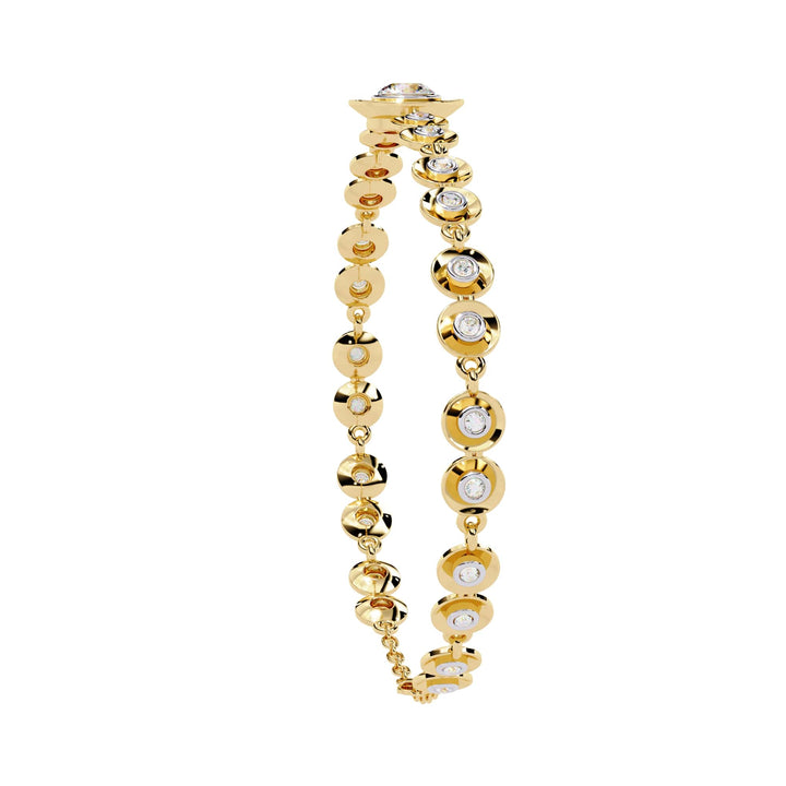 round cut lab grown diamond bezel station link bracelet with circular settings