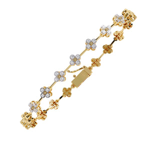 0.23 Carat Round Cut Lab Diamond Four Petal Flower Bracelet