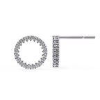 Two silver earrings on a white background