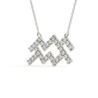 Diamond necklace with a geometric design on a white background