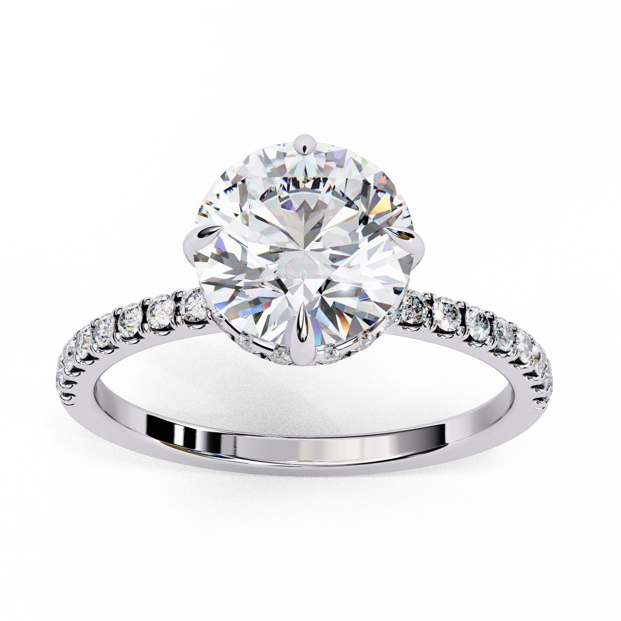 Hidden Halo Round Diamond Engagement Ring