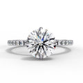 2.67 Carat Round Cut Lab Diamond Claw Prongs Hidden Halo Ring