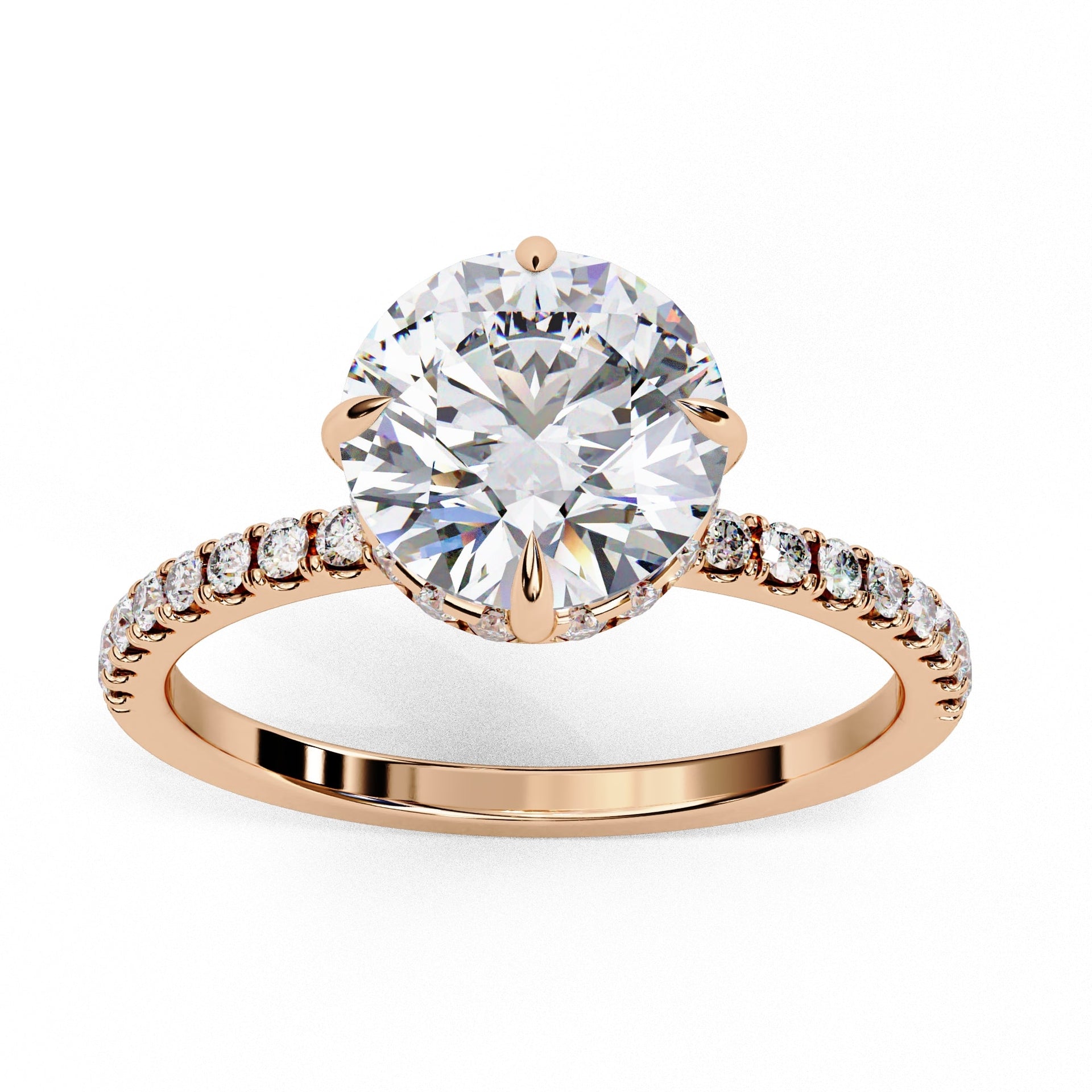 Hidden Halo Round Lab Diamond Engagement Ring
