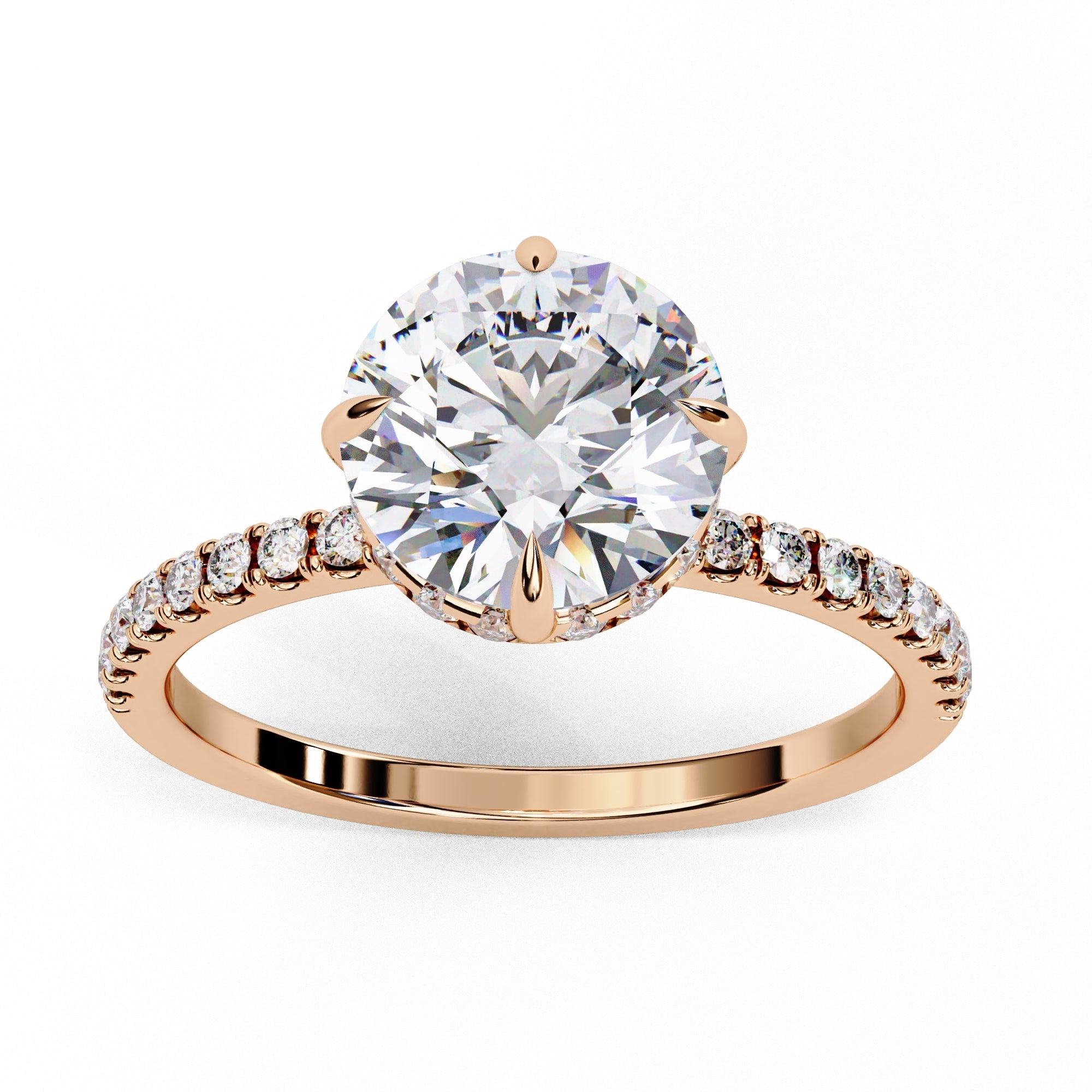 Hidden Halo Round Diamond Engagement Ring