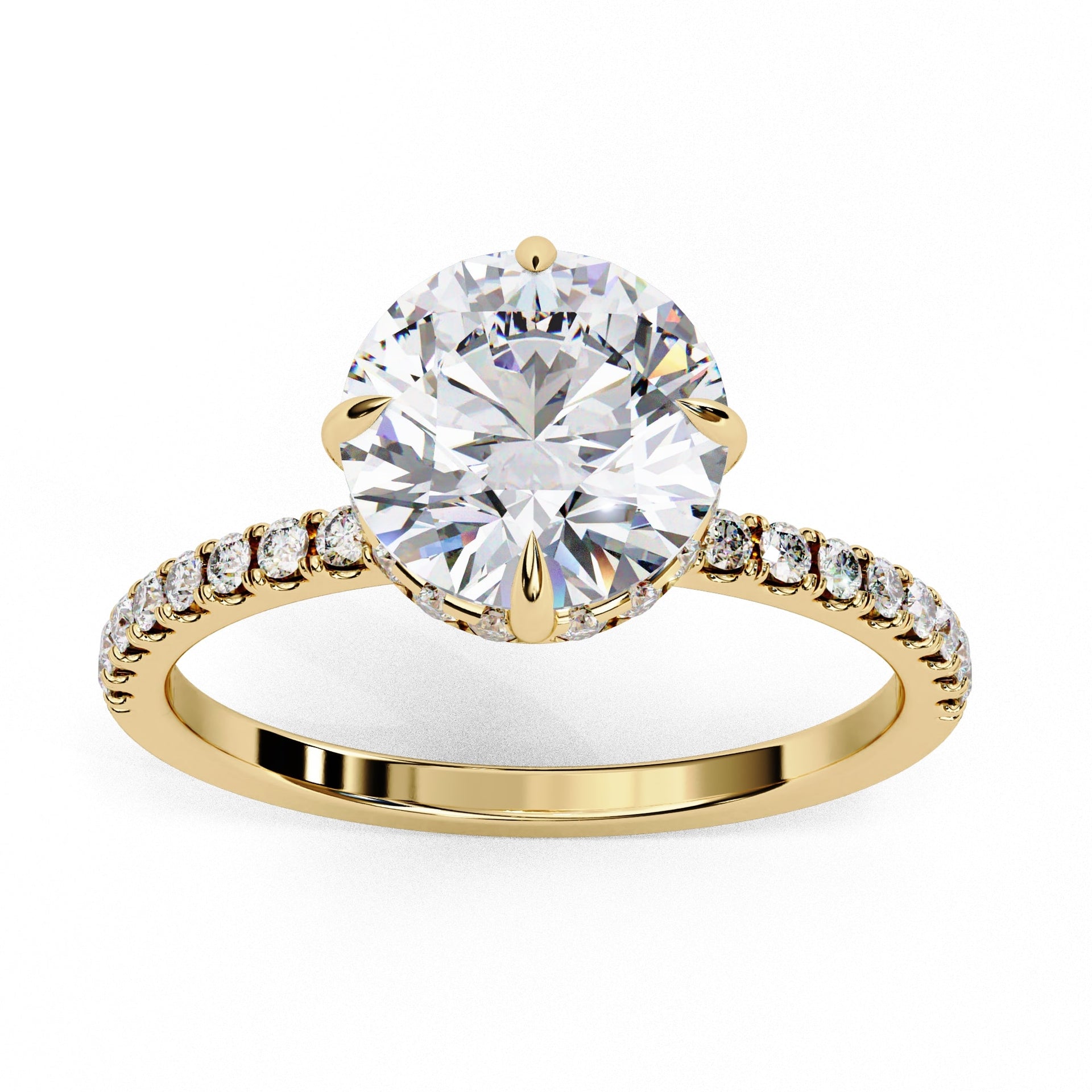 Hidden Halo Round Lab Diamond Engagement Ring