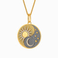 14K Yellow Gold Sun Moon Pendant