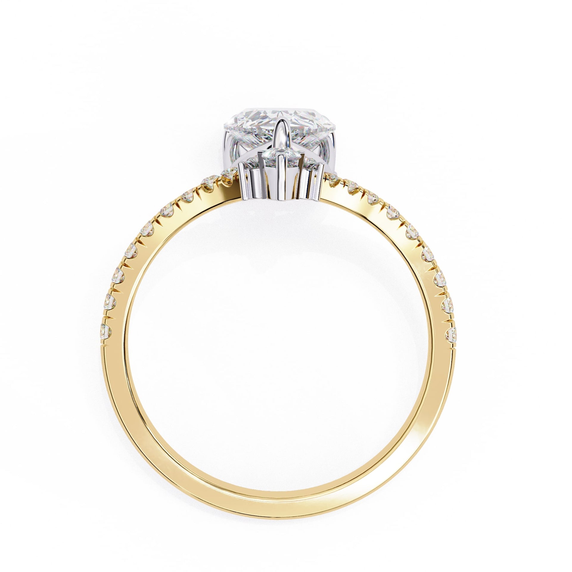 Gold and silver ring with diamond on a white background