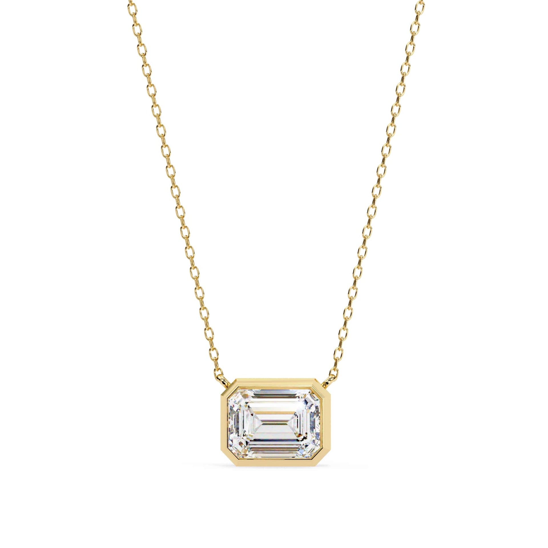 Emerald Cut Lab Grown Diamond Bezel Pendant