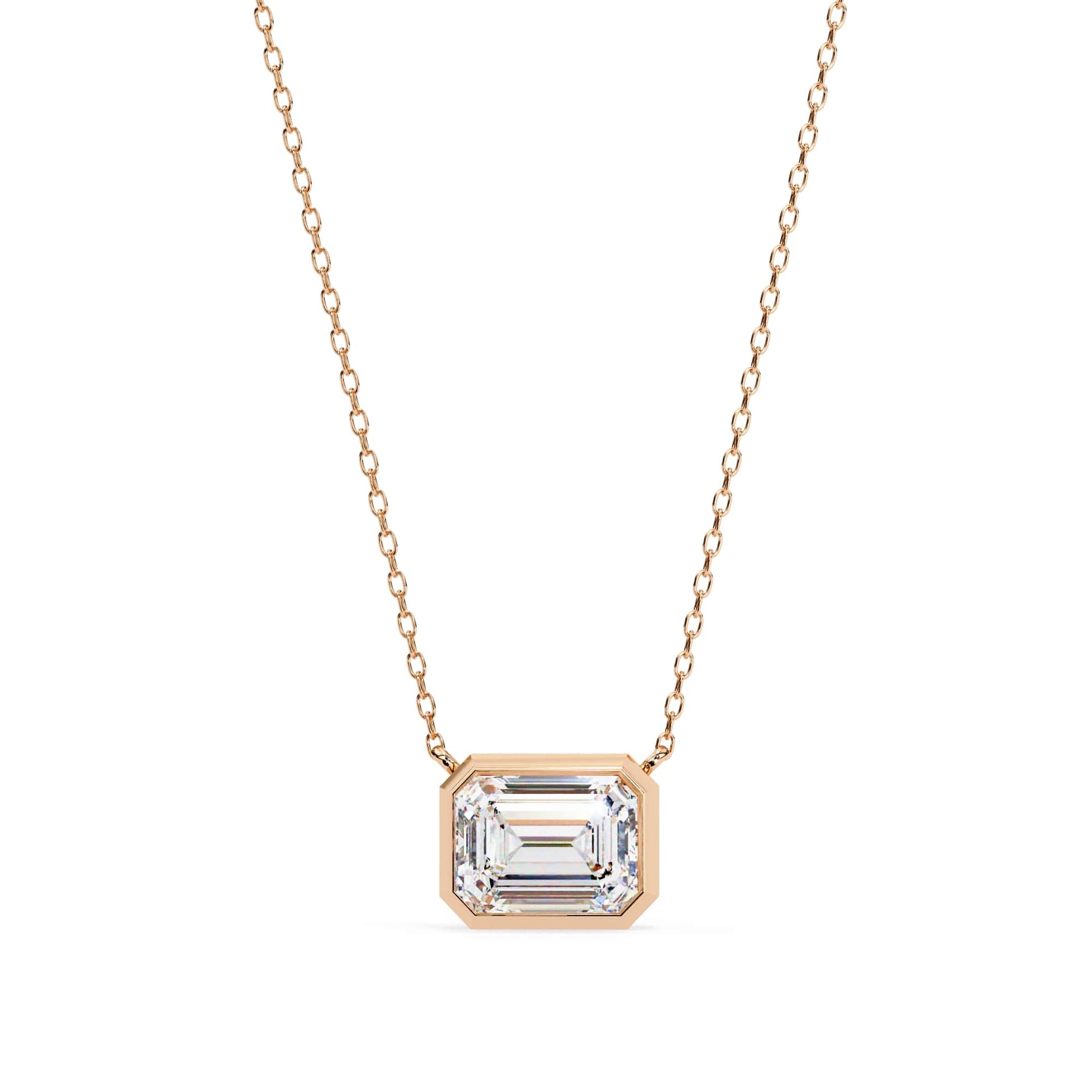 Emerald Cut Lab Grown Diamond Bezel Pendant