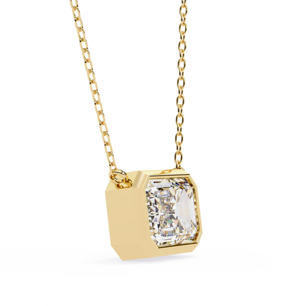 Emerald Cut Lab Grown Diamond Bezel Pendant