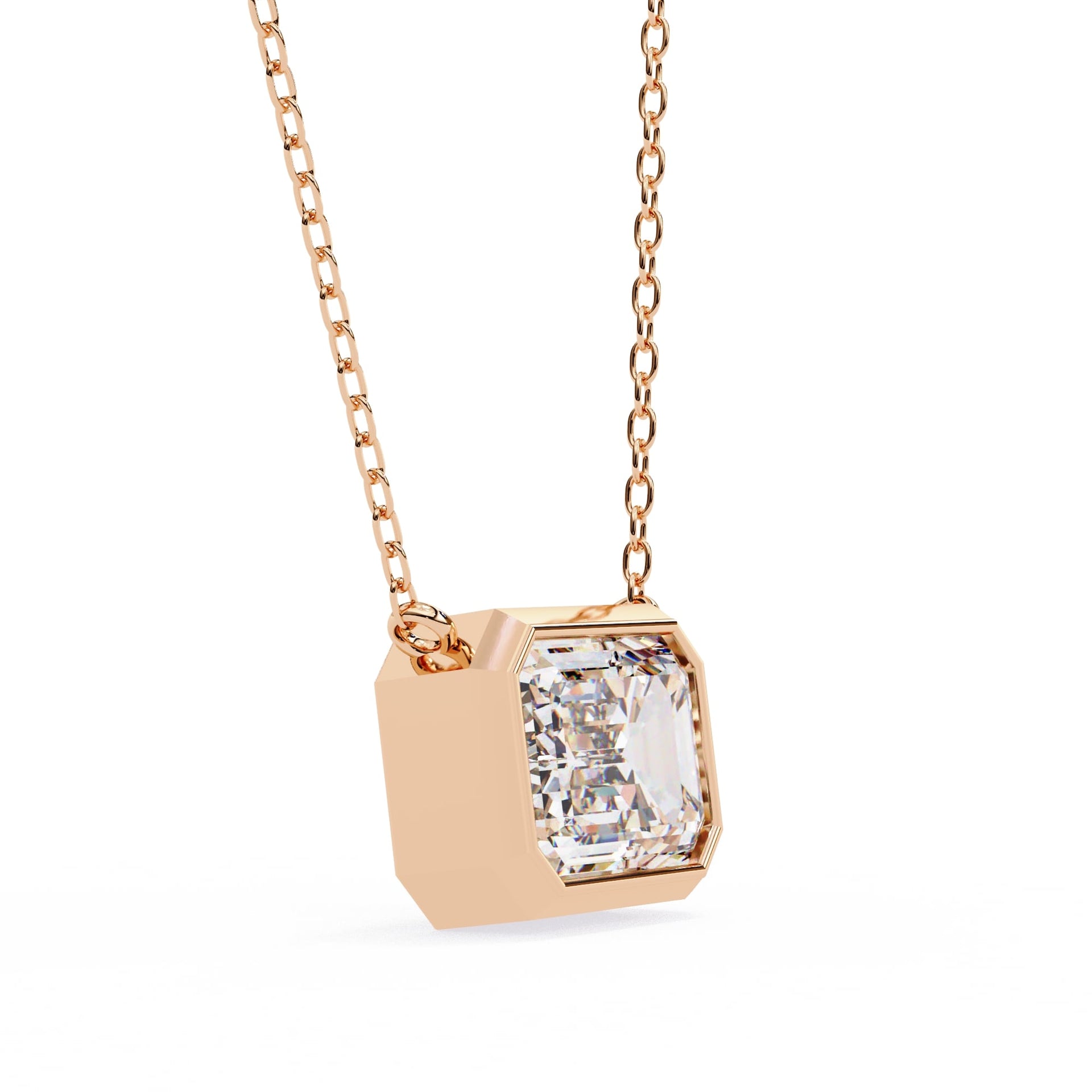 Emerald Cut Lab Grown Diamond Bezel Pendant