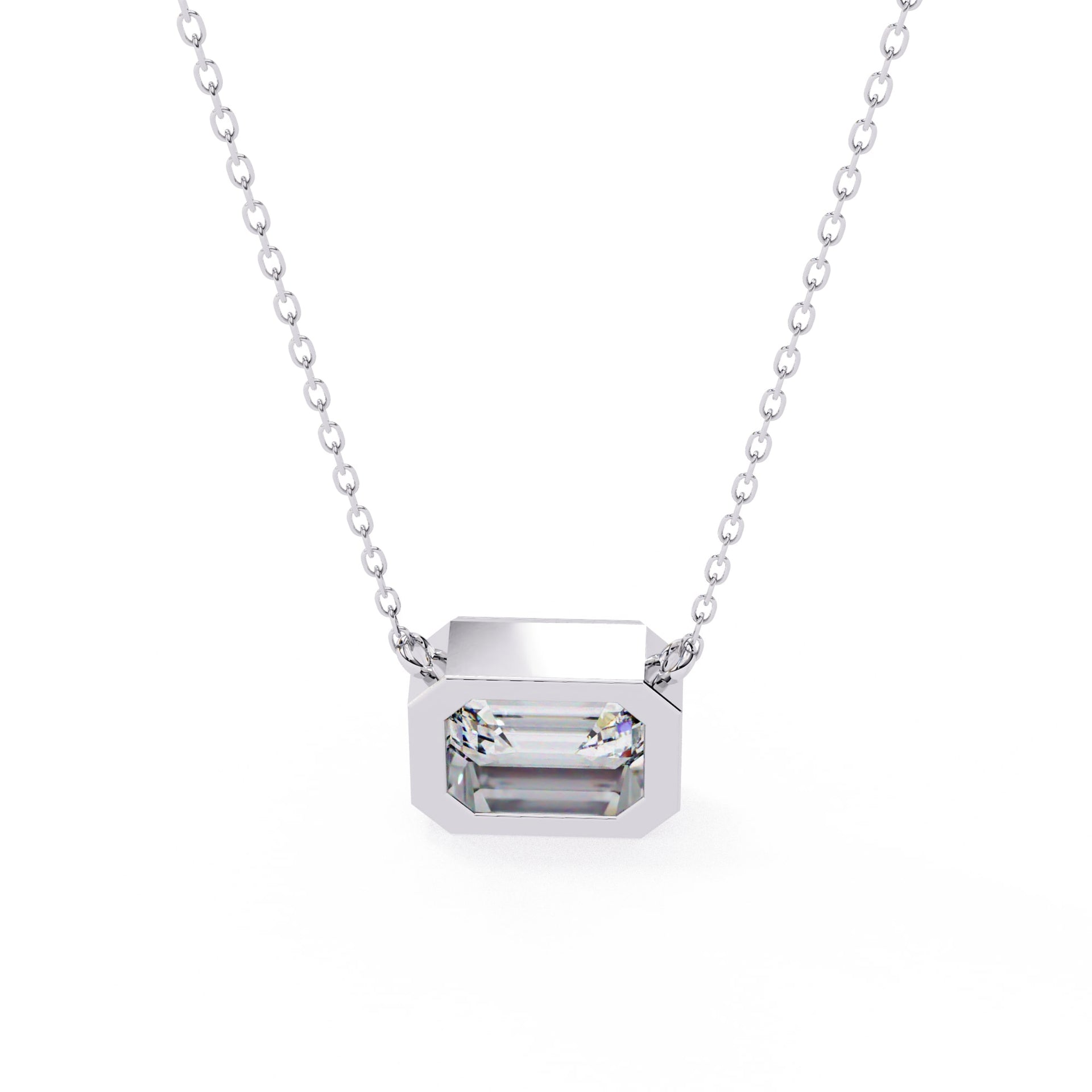 Emerald Cut Lab Grown Diamond Bezel Pendant
