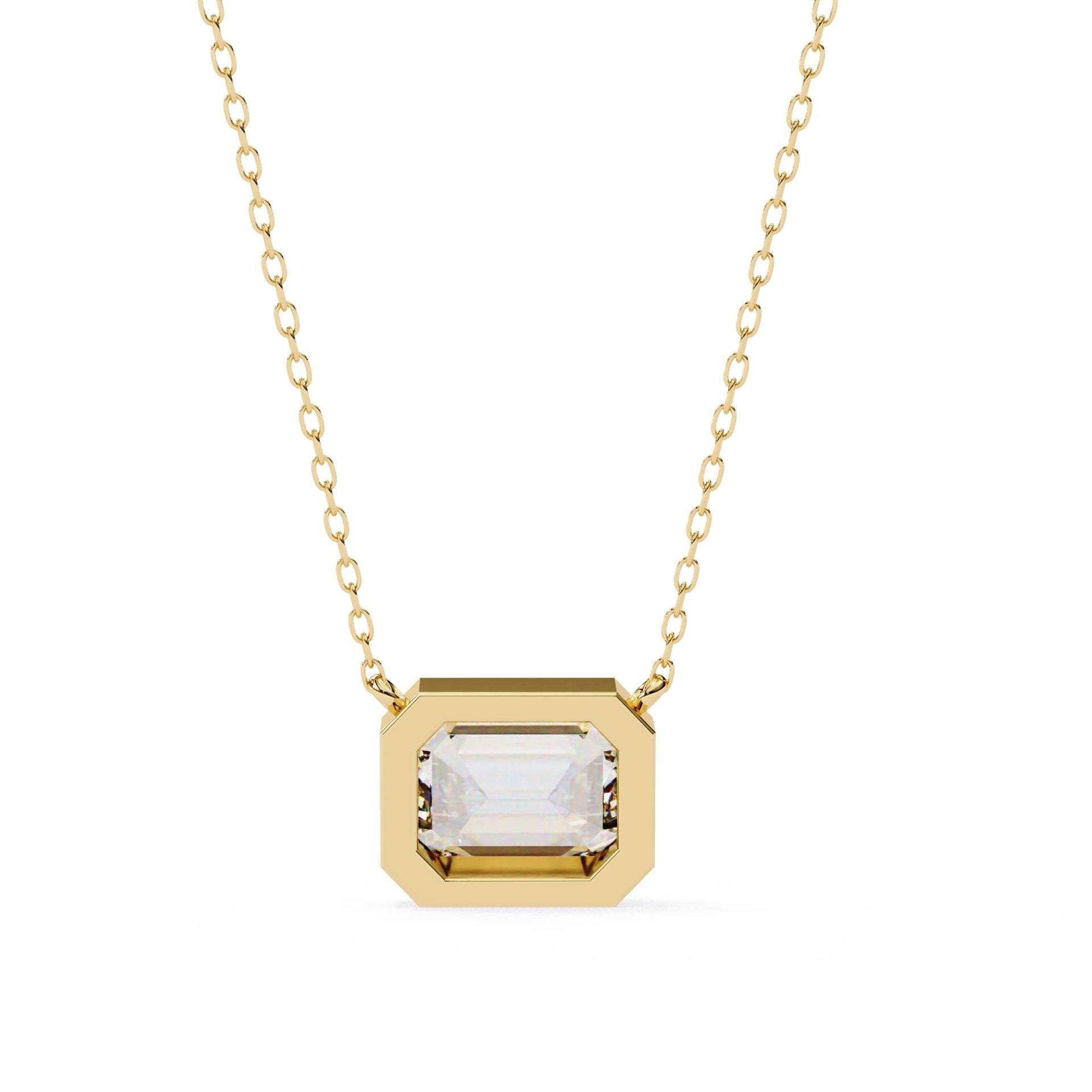 Emerald Cut Lab Grown Diamond Bezel Pendant
