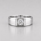 1.25 Carat Round Cut Lab Grown Diamond Men Bar Set Solitaire Ring