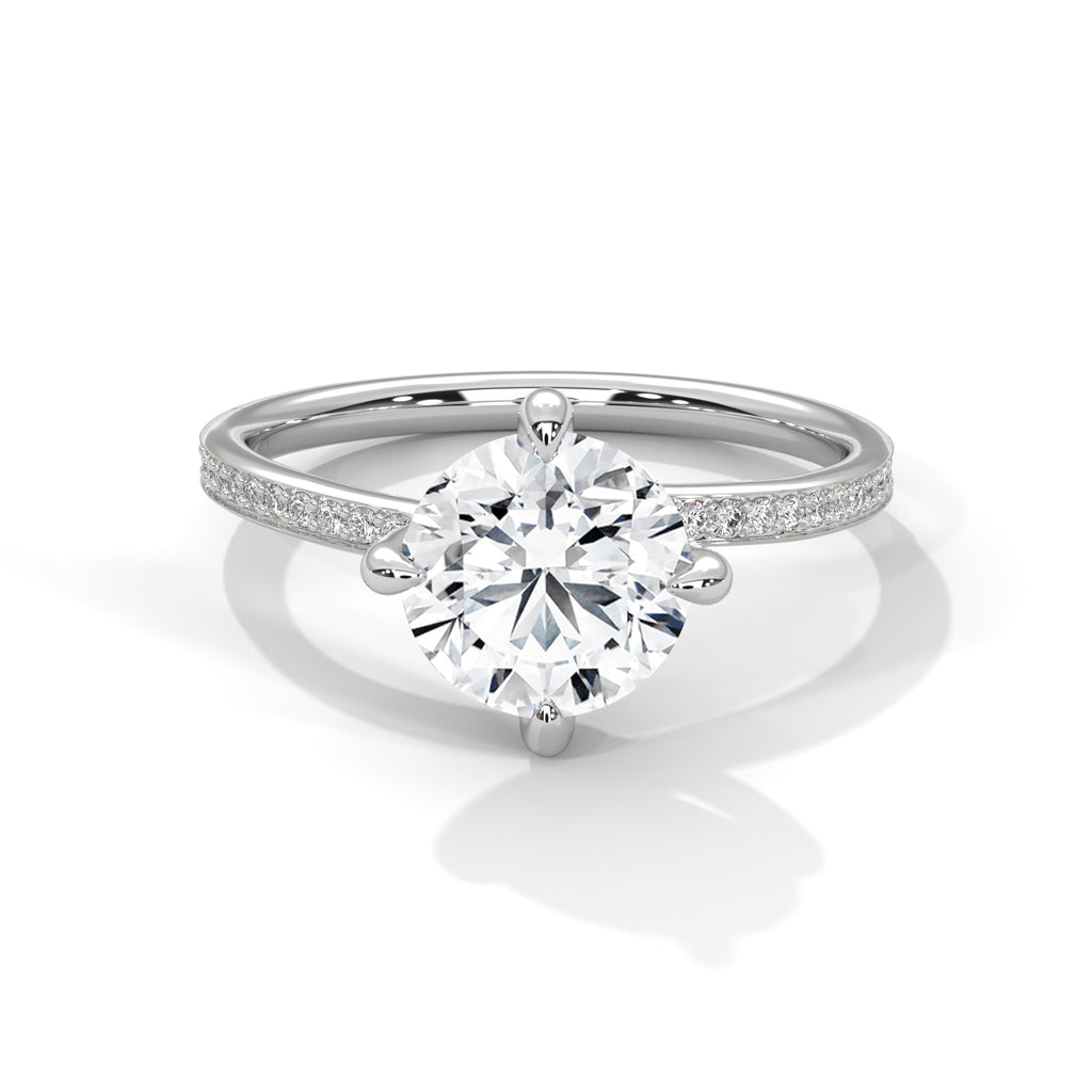 2.72 Carat Lab Grown Round Cut Diamond Ring With Claw Prongs