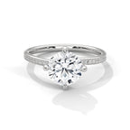 Round Lab Diamond Solitaire Accent Engagement Ring With 4 Prongs