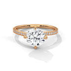 Round Lab Diamond Solitaire Accent Engagement Ring With 4 Prongs