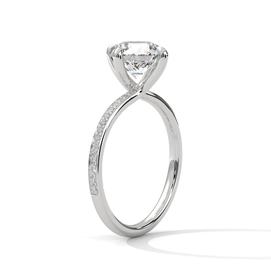 Solitaire Accent Diamond Engagement Ring With 4 Prongs