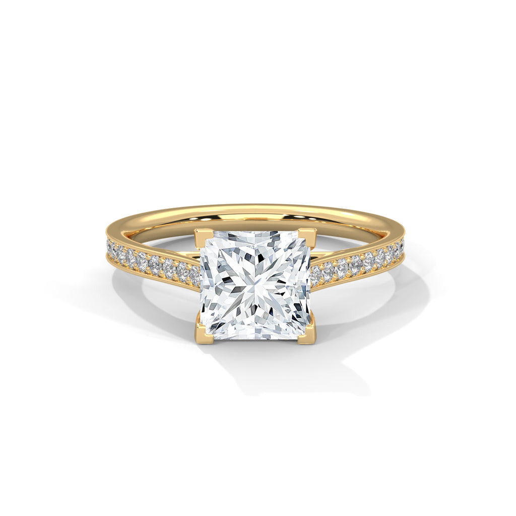 2 Carat Princess Daimond Solitaire Accent Engagement Ring