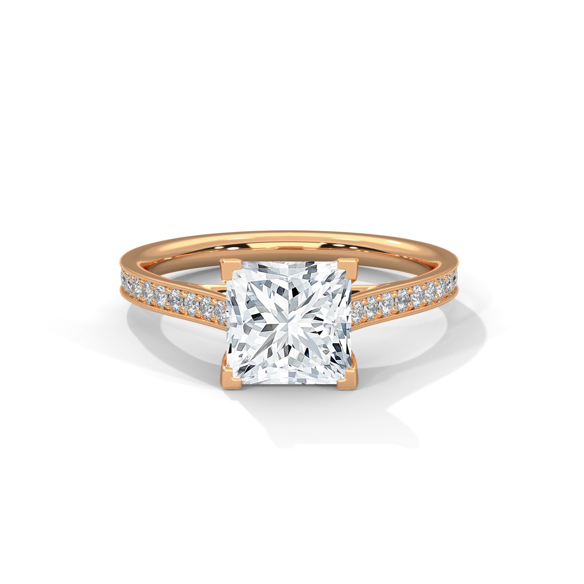 2 Carat Princess Daimond Solitaire Accent Engagement Ring