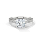 Princess Cut Lab Diamond Solitaire Accent Engagement Ring