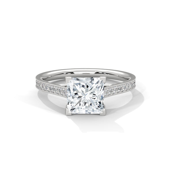 Princess Cut Lab Diamond Solitaire Accent Engagement Ring
