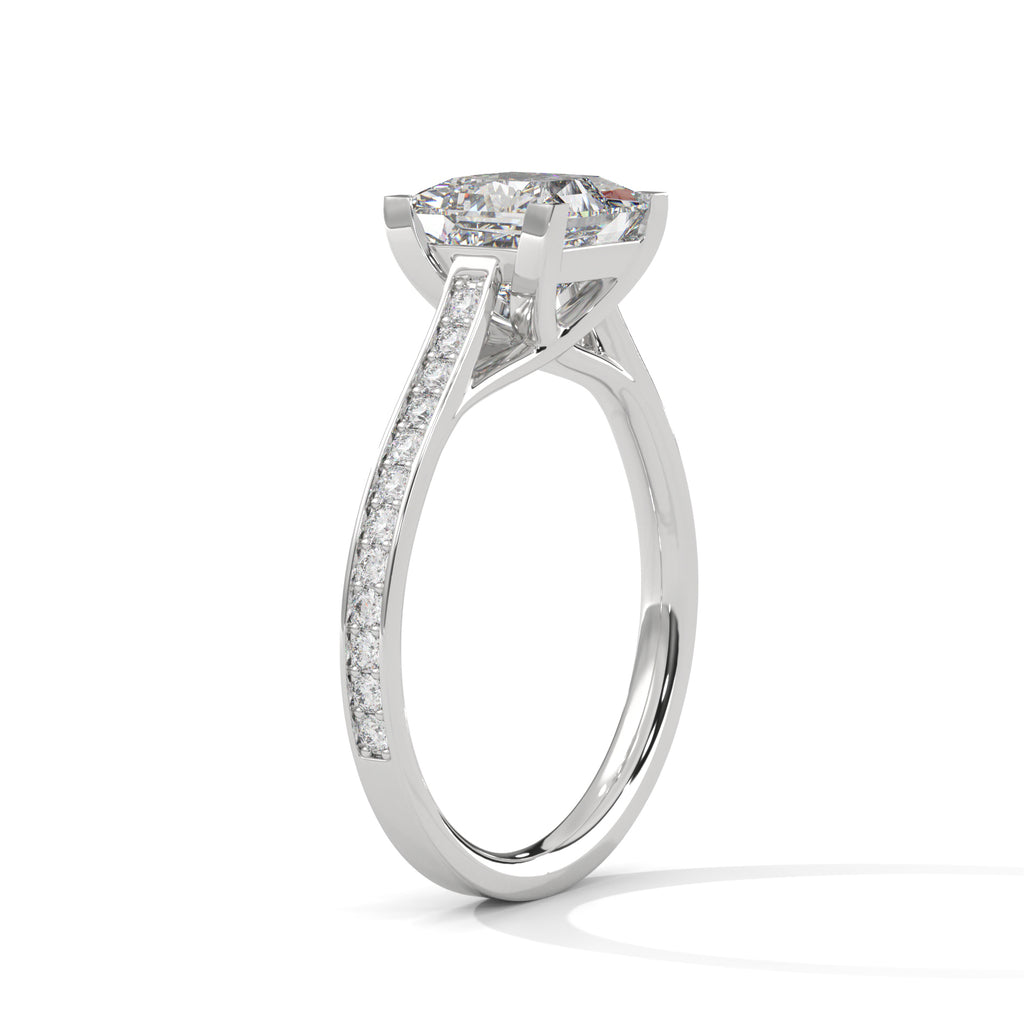2 Carat Princess Daimond Solitaire Accent Engagement Ring