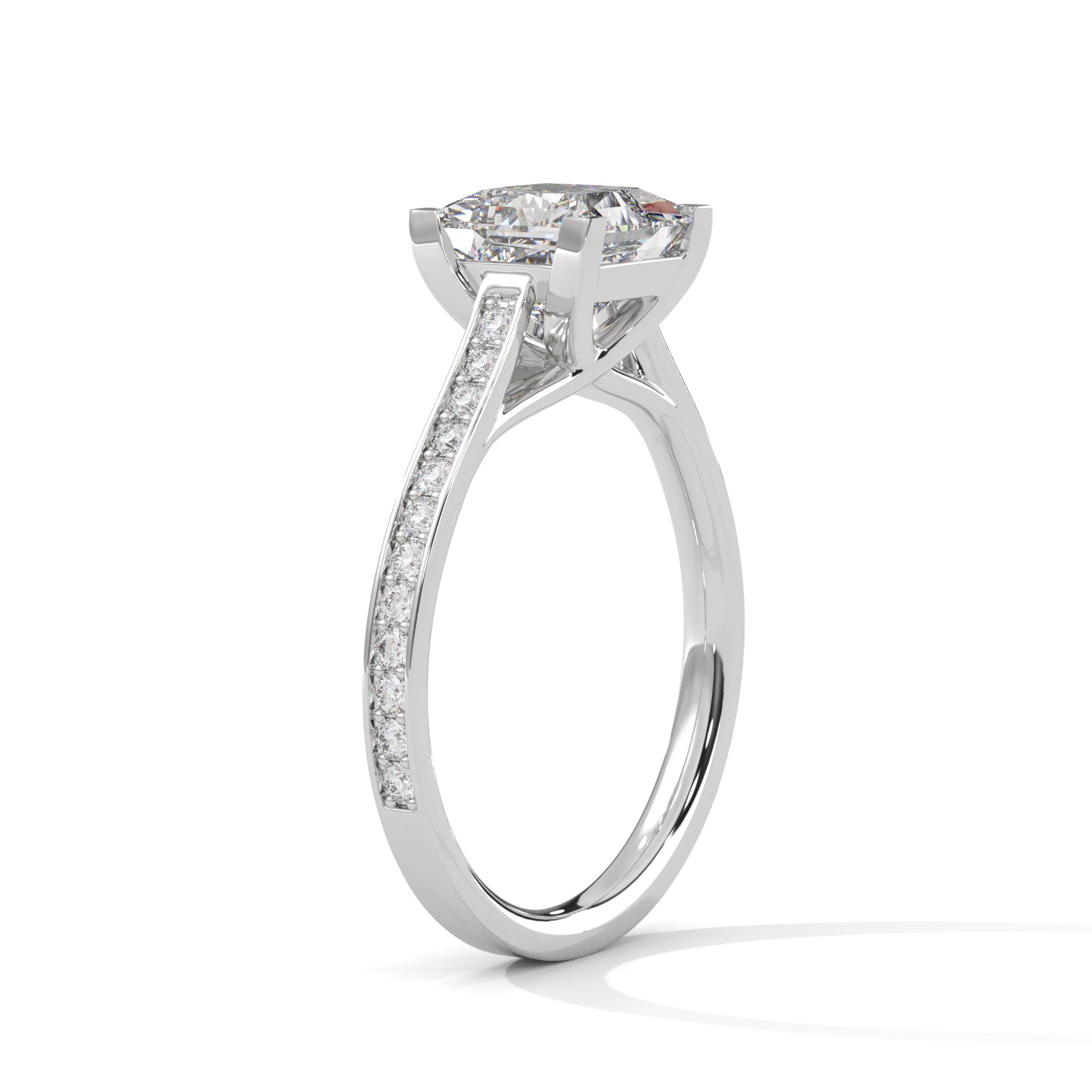 Princess Cut Lab Diamond Solitaire Accent Engagement Ring