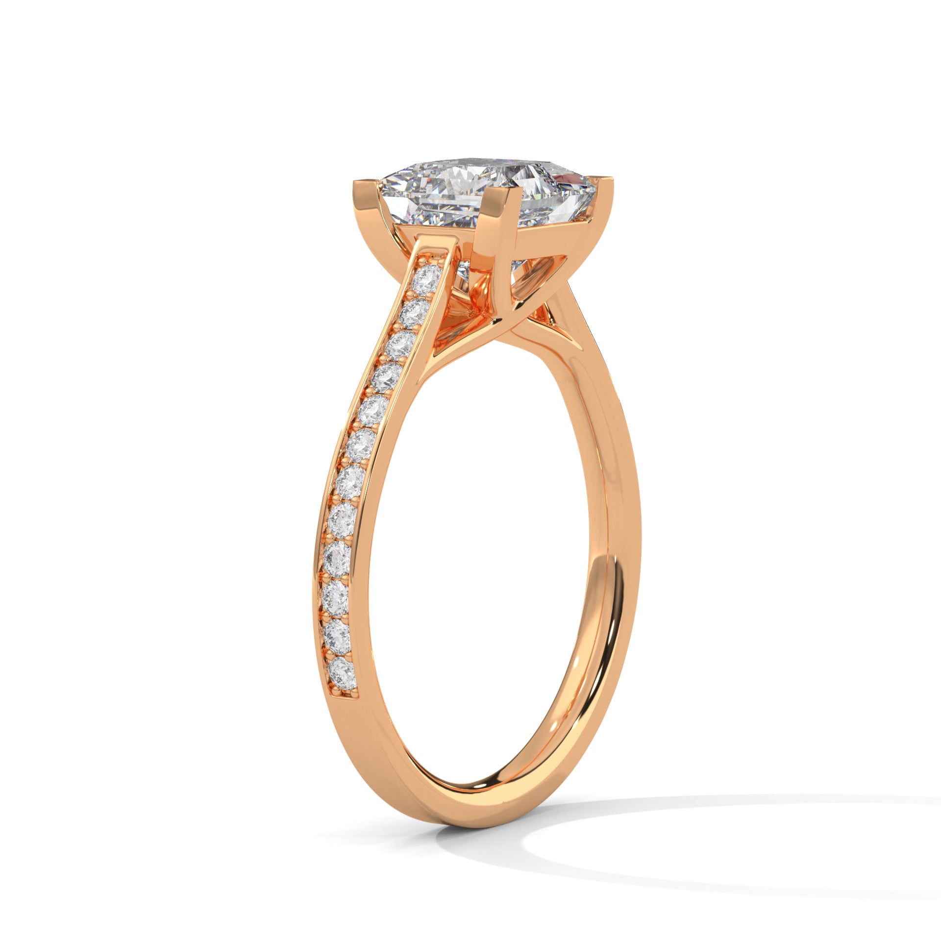 Princess Cut Lab Diamond Solitaire Accent Engagement Ring