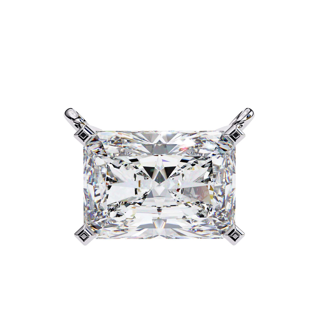 2 Carat Radiant Cut Single Diamond Pendant in 14K Gold