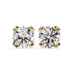 Round Brilliant Diamond Studs 4-Prong Basket Setting with double claw