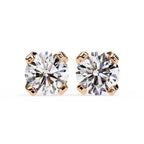 Double claw Round Lab Grown Diamond Stud Earrings