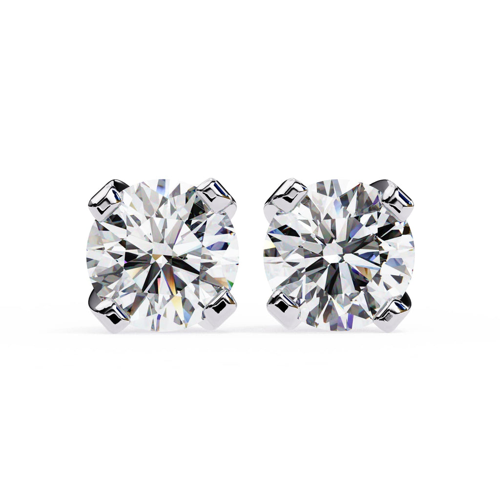 2.57 Carat Round Cut Lab Grown Diamond Tiny Stud Earrings