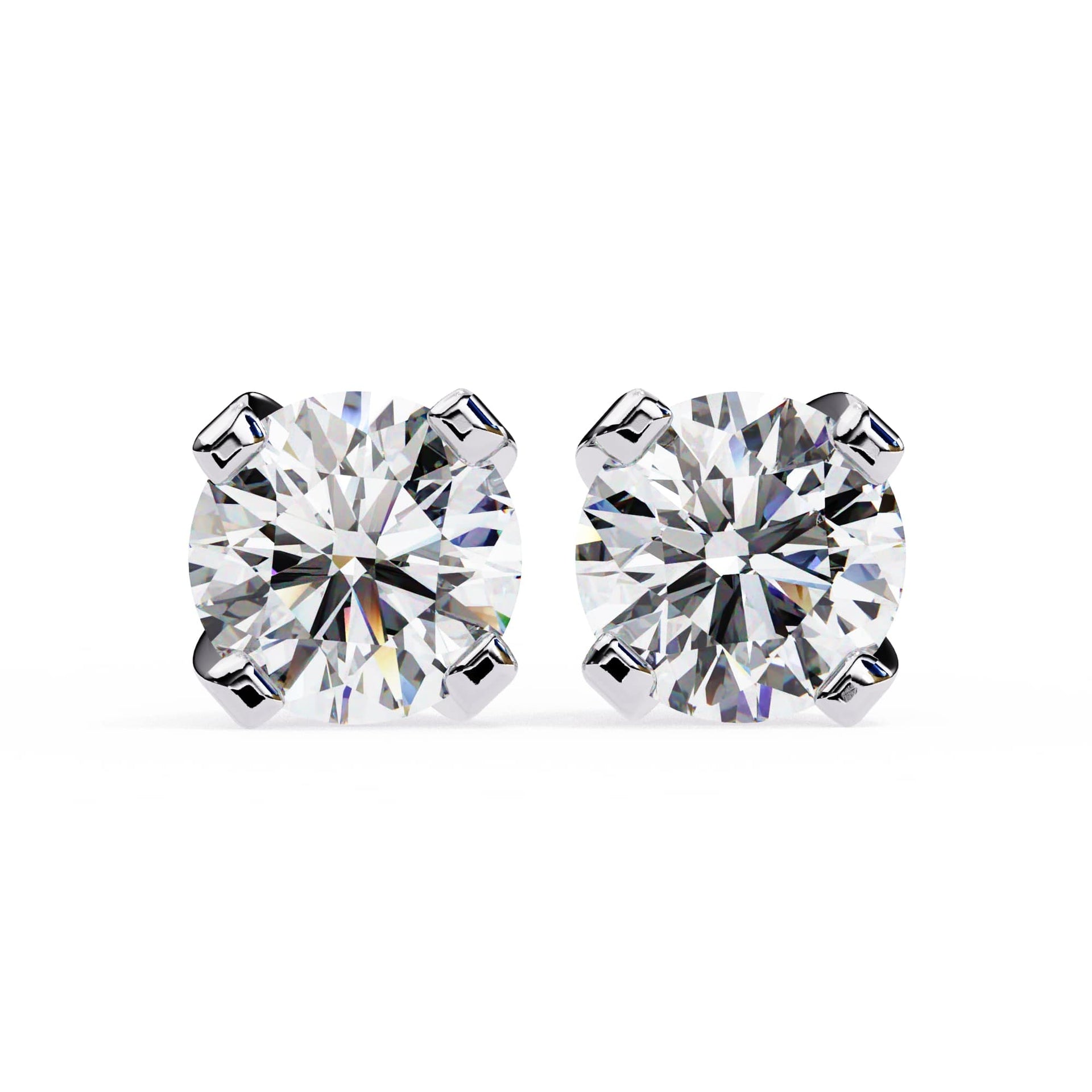 Double claw Round Lab Grown Diamond Stud Earrings