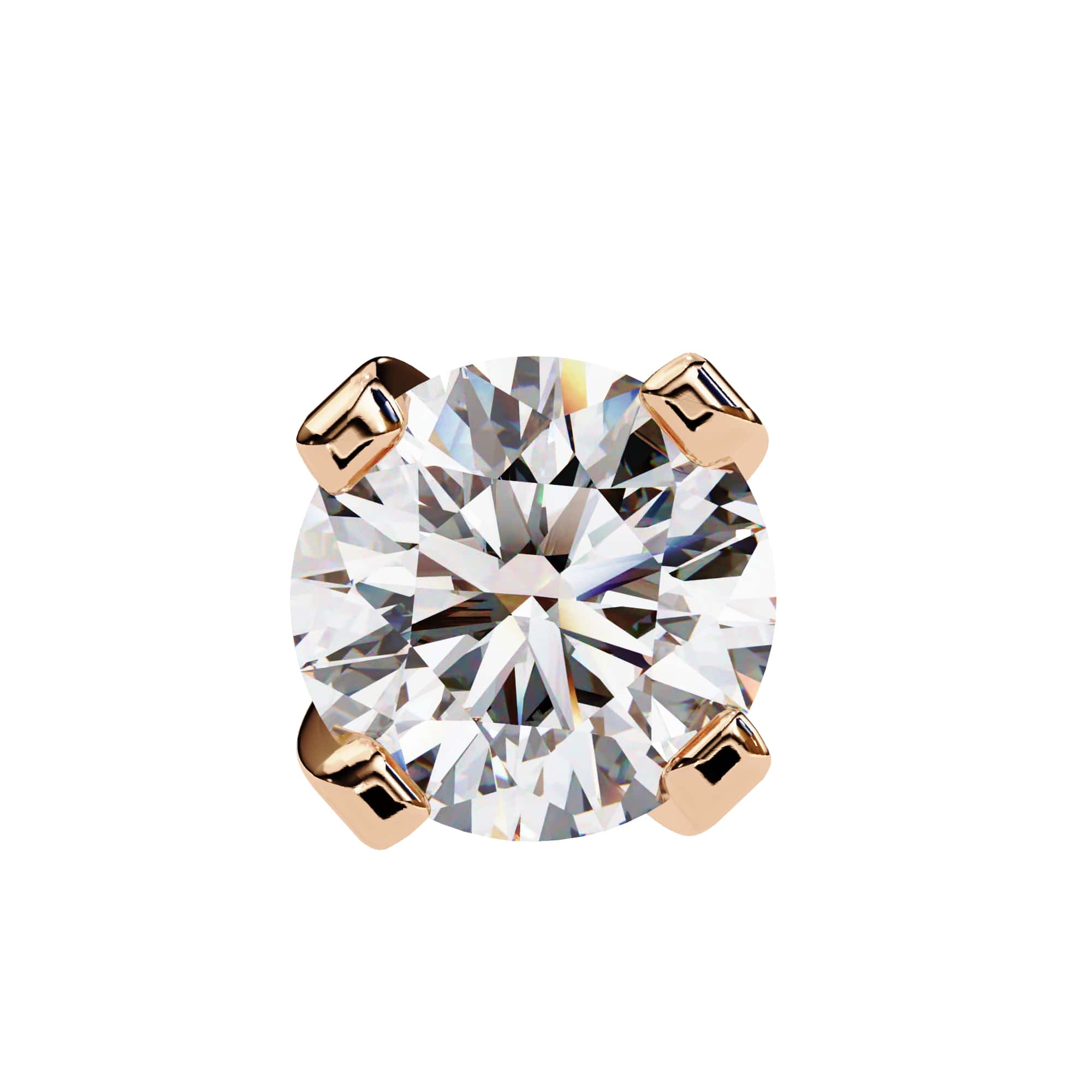 Round Brilliant Diamond Studs 4-Prong Basket Setting with double claw