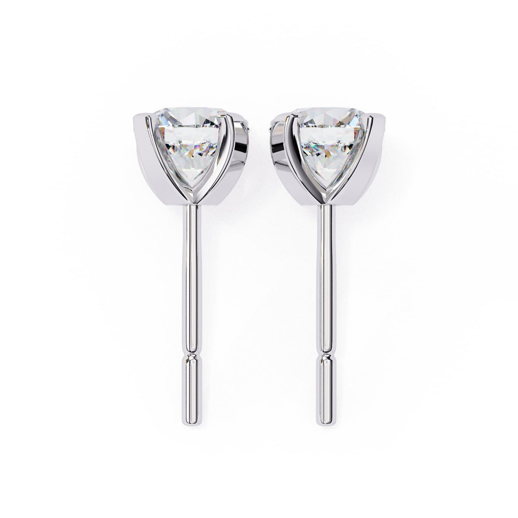 Round Brilliant Diamond Studs 4-Prong Basket Setting with double claw