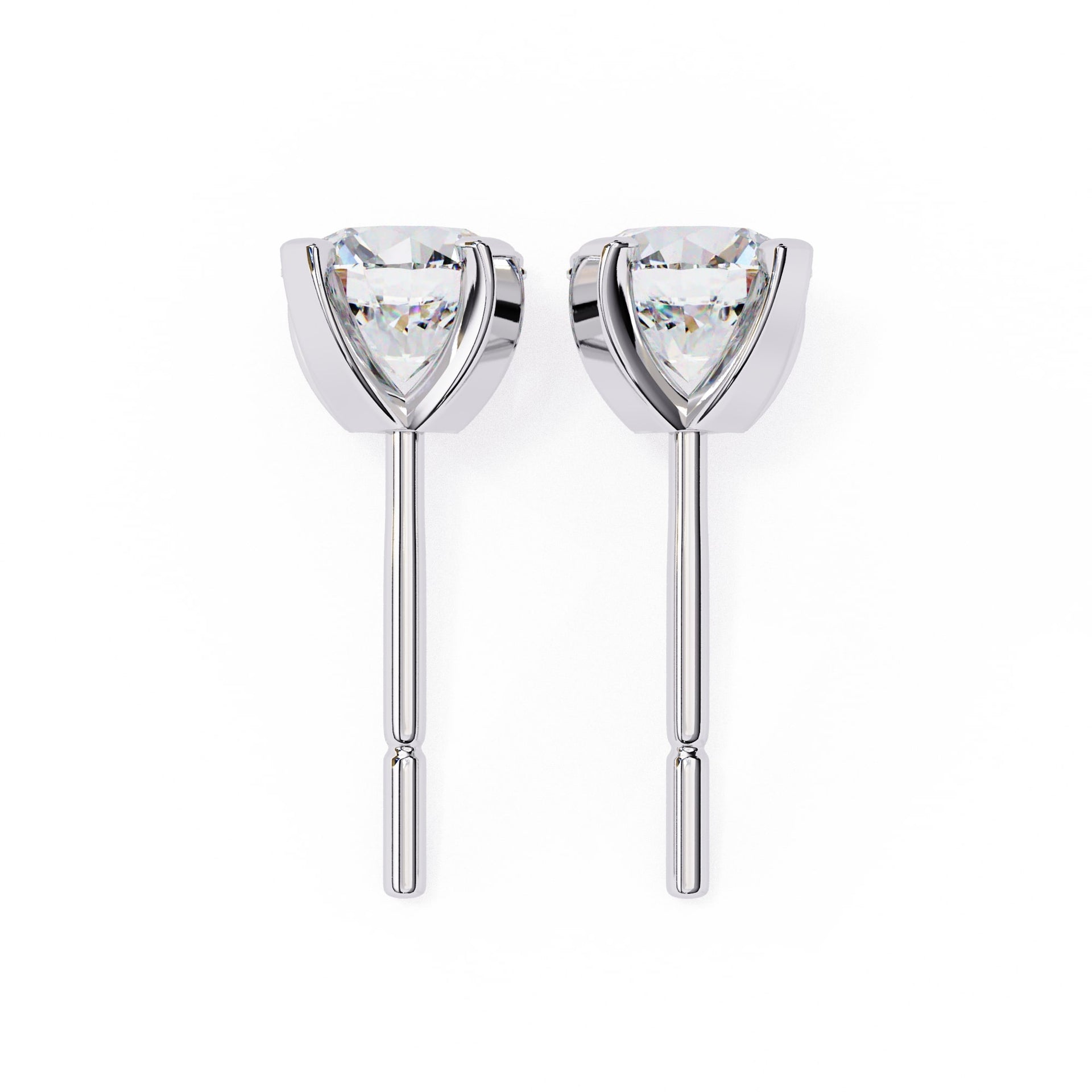 Double claw Round Lab Grown Diamond Stud Earrings