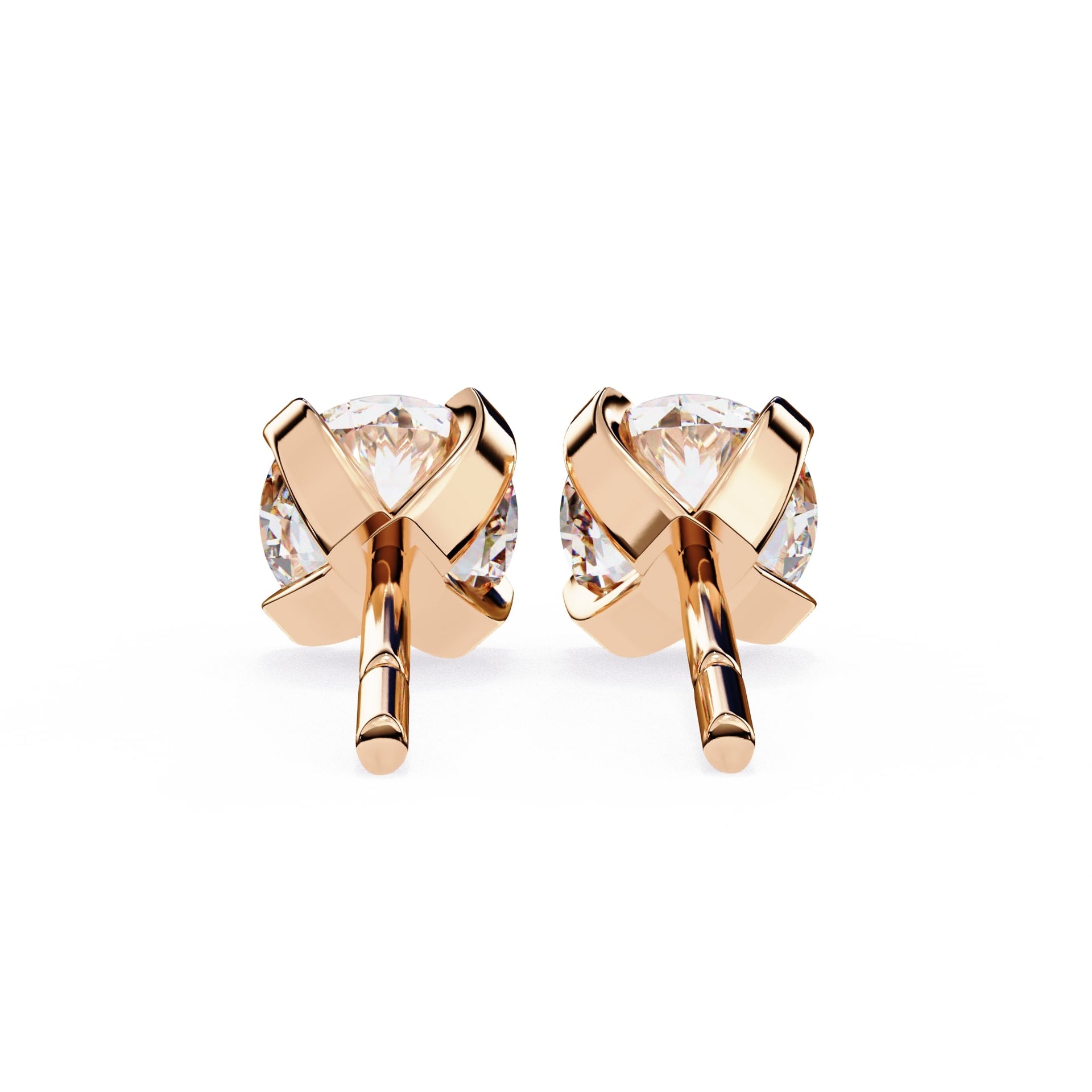 Double claw Round Lab Grown Diamond Stud Earrings