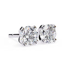 Round Brilliant Diamond Studs 4-Prong Basket Setting with double claw