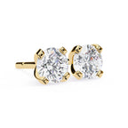Round Brilliant Diamond Studs 4-Prong Basket Setting with double claw