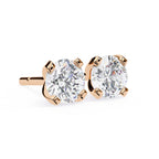 Round Brilliant Diamond Studs 4-Prong Basket Setting with double claw