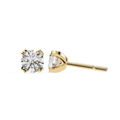 Round Brilliant Diamond Studs 4-Prong Basket Setting with double claw