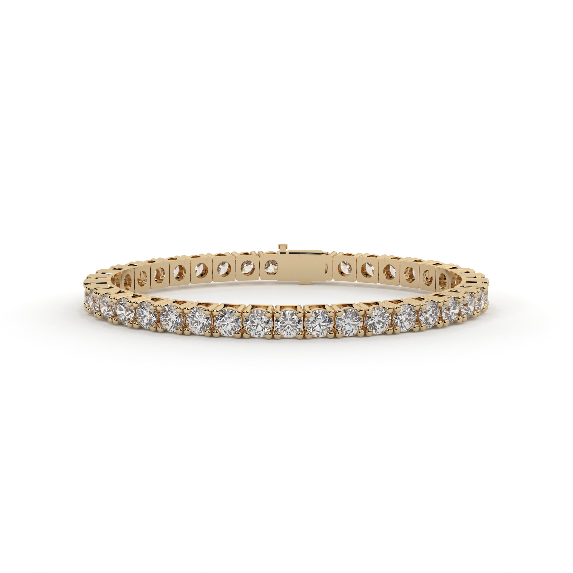 Gold bracelet with diamonds on a white background