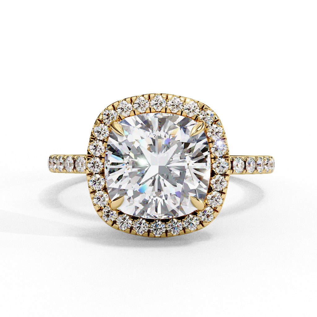 Cushion Halo Solitaire Diamond Engagement Ring